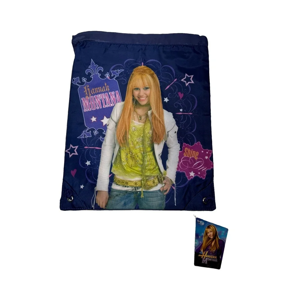 VTG Y2K Disney Hannah Montana Purple Drawstring Cinch Backpack Miley Cyrus NWT